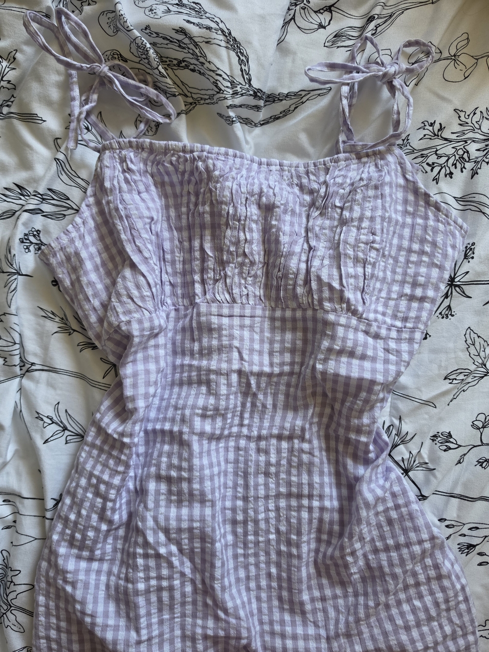 Tilly's Lavender Gingham Smocked Sundress